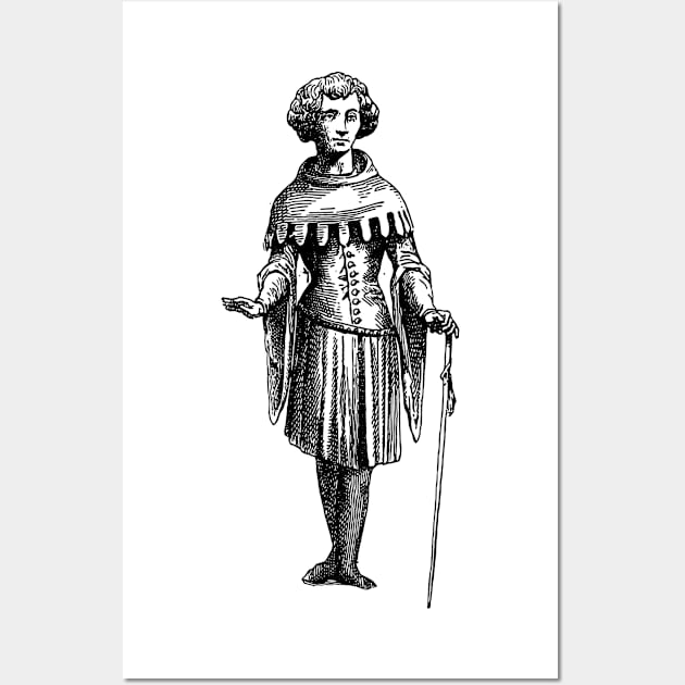 Medieval Nobleman Vintage Graphic Wall Art by penandinkdesign@hotmail.com